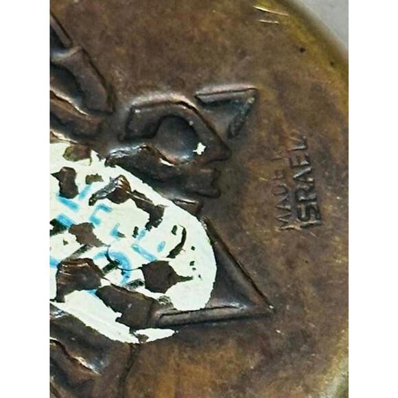 Vintage 50's WIZO's Copper Pan w Brass Handle Hebrew Text and Star of David. - Picture 8 of 8